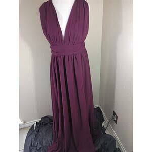 Lulu's Formal Dress Burgundy Flowy Sz L Prom Bridesmaid